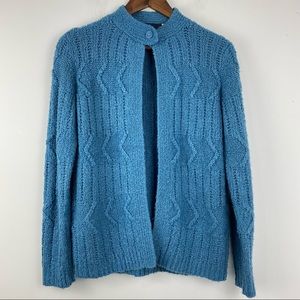 Vintage LeRoy Knitwear size Large Women’s Blue One Button Cardigan Sweater